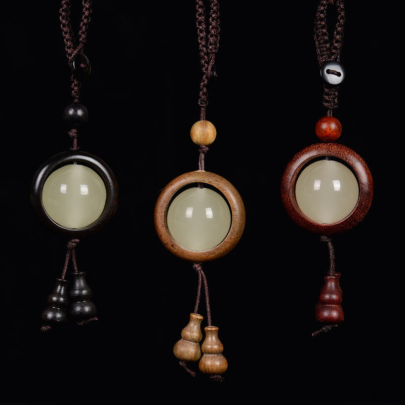 Buddha Stones, sándalo rojo, madera de ébano, sándalo verde, cuentas luminosas de la suerte, calabaza, llavero de la paz