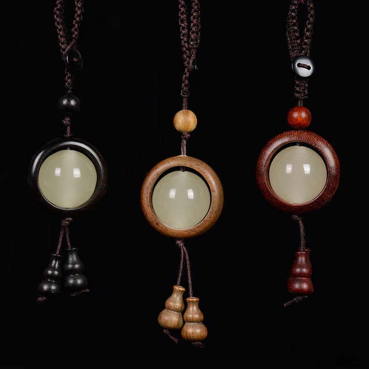Buddha Stones, sándalo rojo, madera de ébano, sándalo verde, cuentas luminosas de la suerte, calabaza, llavero de la paz