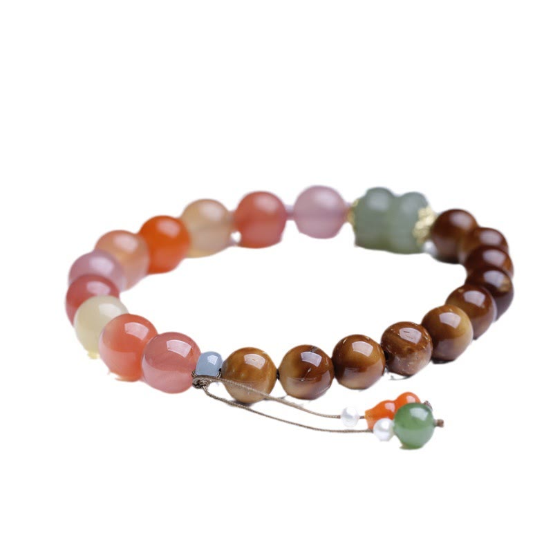 Pulsera de protección de la riqueza de jade hetiano de ágata Yanyuan con semillas de Kuka y Buddha Stones
