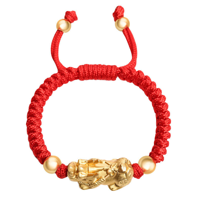 Pulsera de plata de ley 999 con Buddha Stones PiXiu Wealth King Kong con nudo trenzado para niños