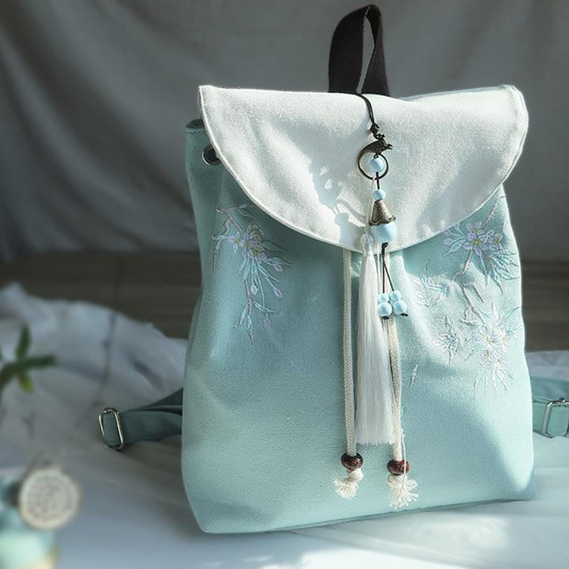 Mochila de lona de gran capacidad bordada hecha a mano con Buddha Stones - image 10