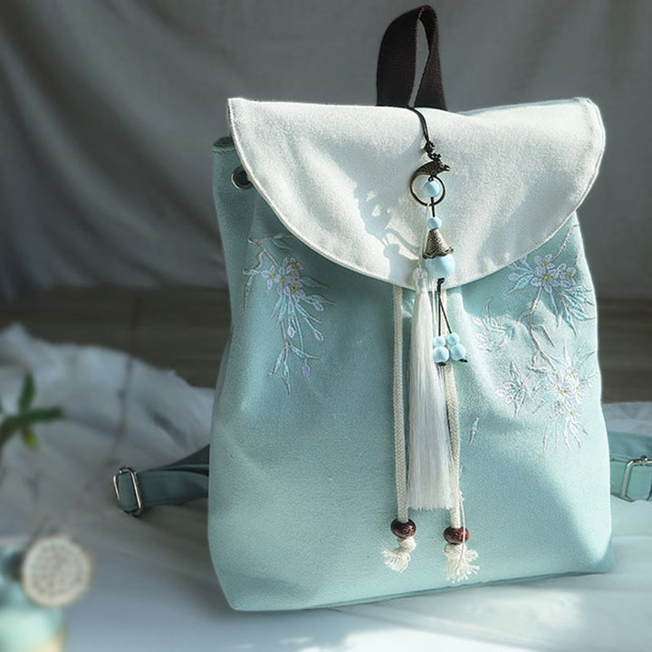 Mochila de lona de gran capacidad bordada hecha a mano con Buddha Stones - image 10