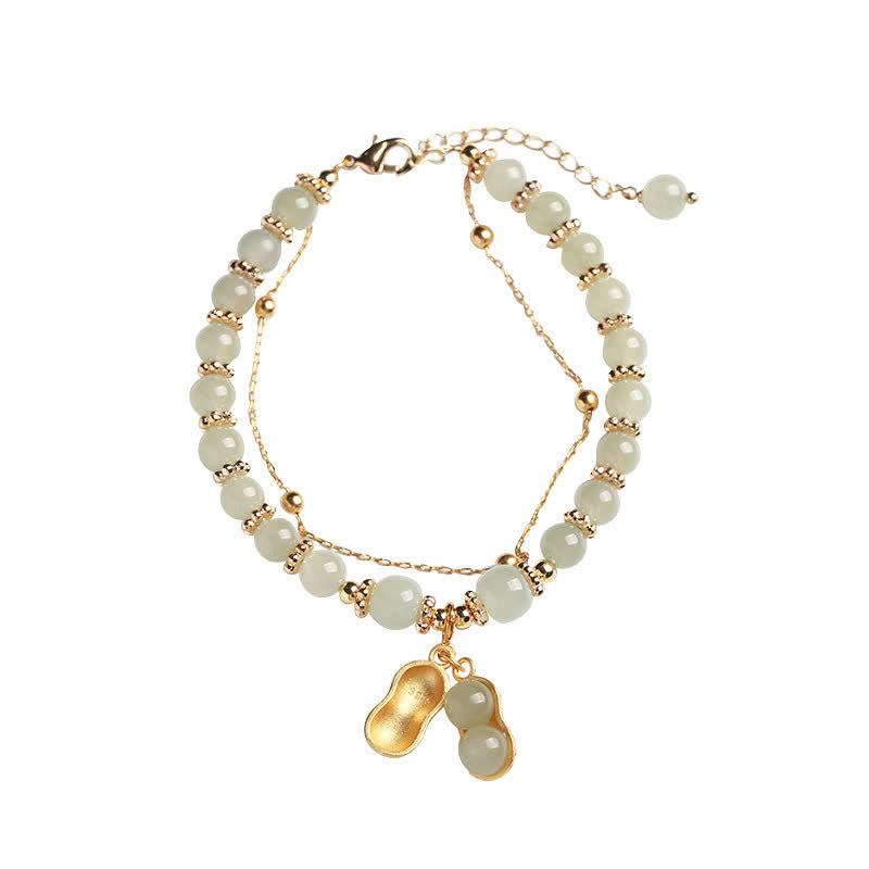 Pulsera con dije de maní de plata de ley 925 con jade hetiano natural