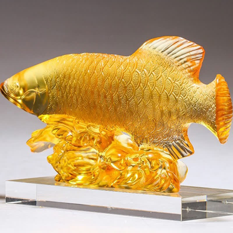 Pieza de arte hecha a mano de Liuli Crystal Koi Fish, decoración para el hogar y la Oficina