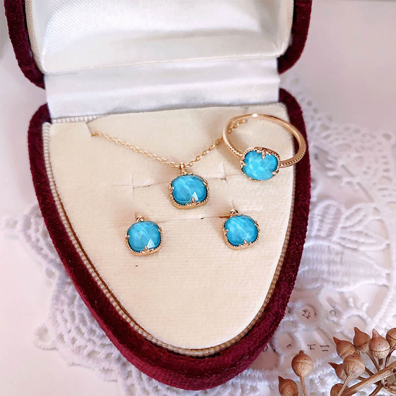 Juego de colgante y collar con anillo de protección chapado en plata de ley 925 con Buddha Stones
