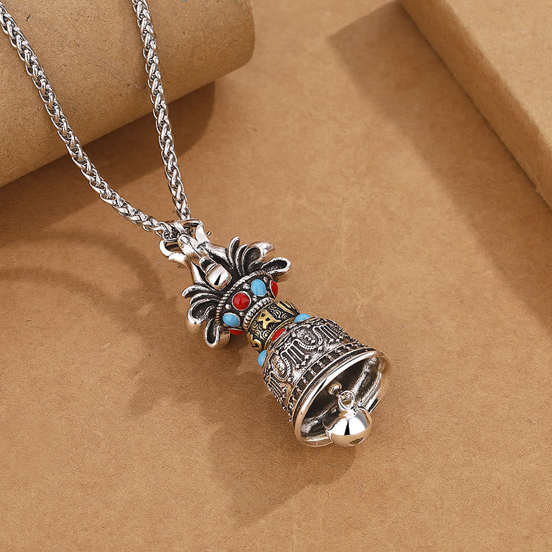 Buddha Stones tibetano Om Mani Padme Hum Dorje Vajra Bell fuerza collar colgante - image 3