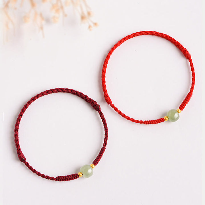 Pulsera trenzada de prosperidad con cuentas de la suerte de jade hecha a mano con Buddha Stones