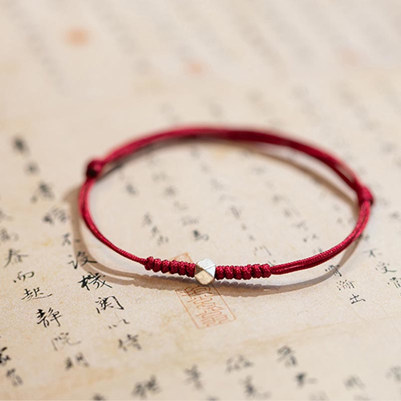 Pulsera trenzada de cordón fino rojo con cuentas de la suerte y Buddha Stones de plata de ley 925. - image 8