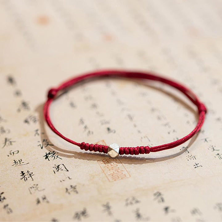 Pulsera trenzada de cordón fino rojo con cuentas de la suerte y Buddha Stones de plata de ley 925. - image 8