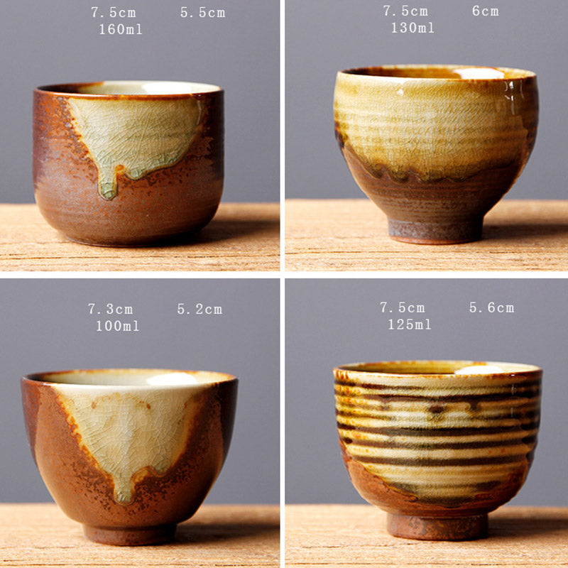 Buddha Stones Vintage marrón Beige horno cambio taza de té de cerámica Kung Fu taza de té tazón
