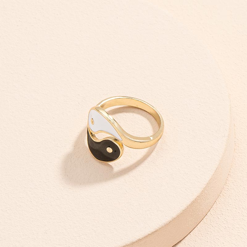 Anillo de pareja de bendición ajustable con símbolo de Yin Yang
