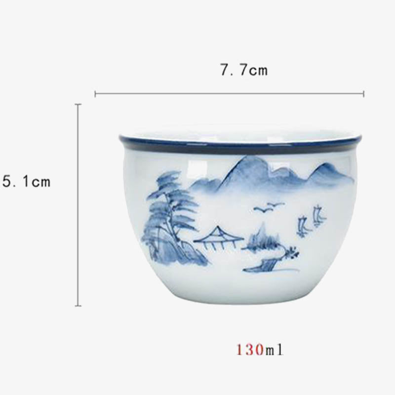 Buddha Stones Koi Flor de Loto Hoja Montañas Árbol Taza de Té de Cerámica Taza de Té Kung Fu 130ml