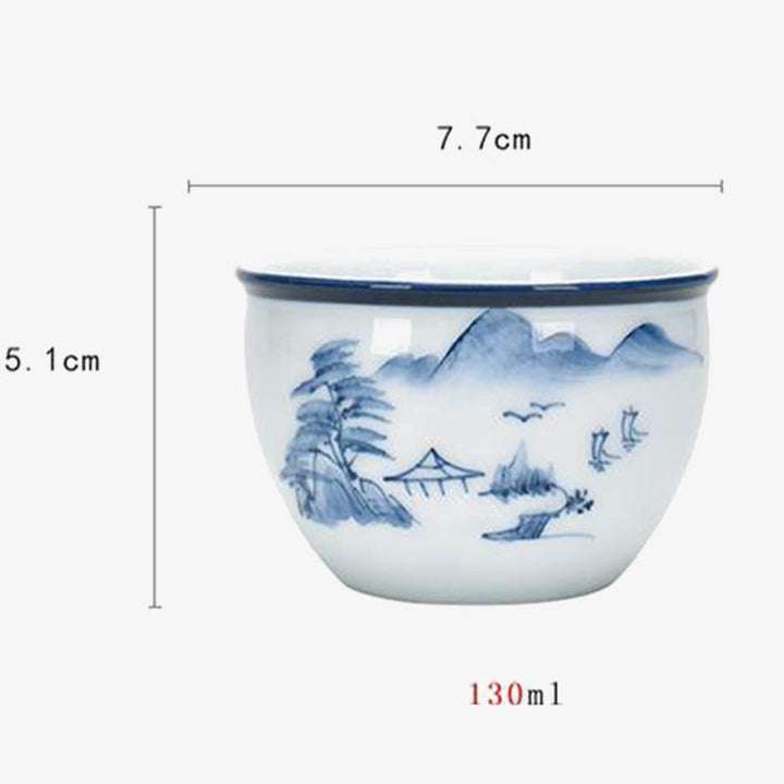 Buddha Stones Koi Flor de Loto Hoja Montañas Árbol Taza de Té de Cerámica Taza de Té Kung Fu 130ml