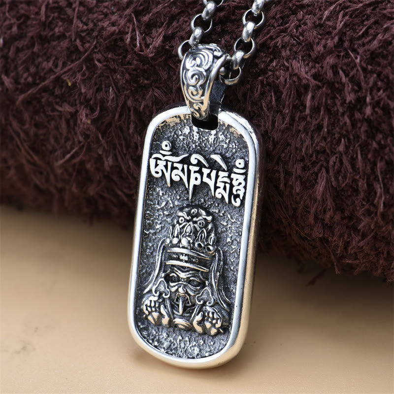 Collar con colgante de plata de ley 925 con Buddha Stones Zakiram, diosa de la riqueza Om Mani Padme Hum - image 1