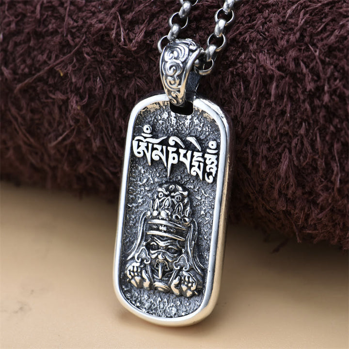Collar con colgante de plata de ley 925 con Buddha Stones Zakiram, diosa de la riqueza Om Mani Padme Hum - image 1