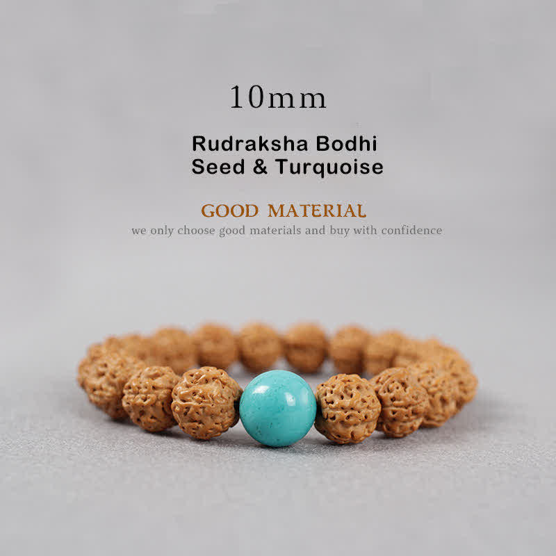 Buddha Stones Tíbet Rudraksha Bodhi Semilla Dzi Cuenta Ámbar Turquesa Pulsera de Riqueza