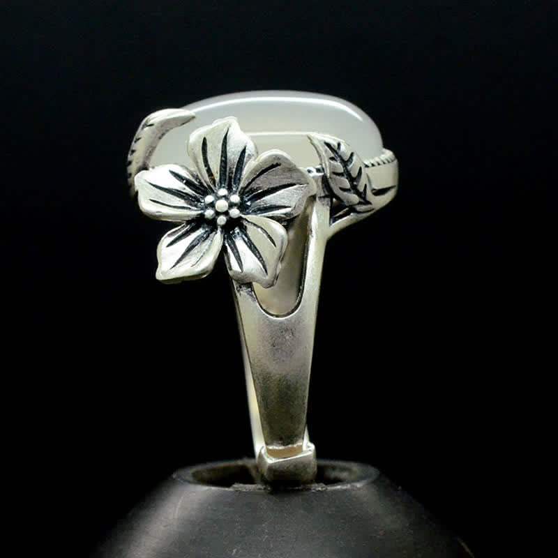 Anillo de armonía positiva de ciruela de calcedonia natural de plata de ley 990 - image 9