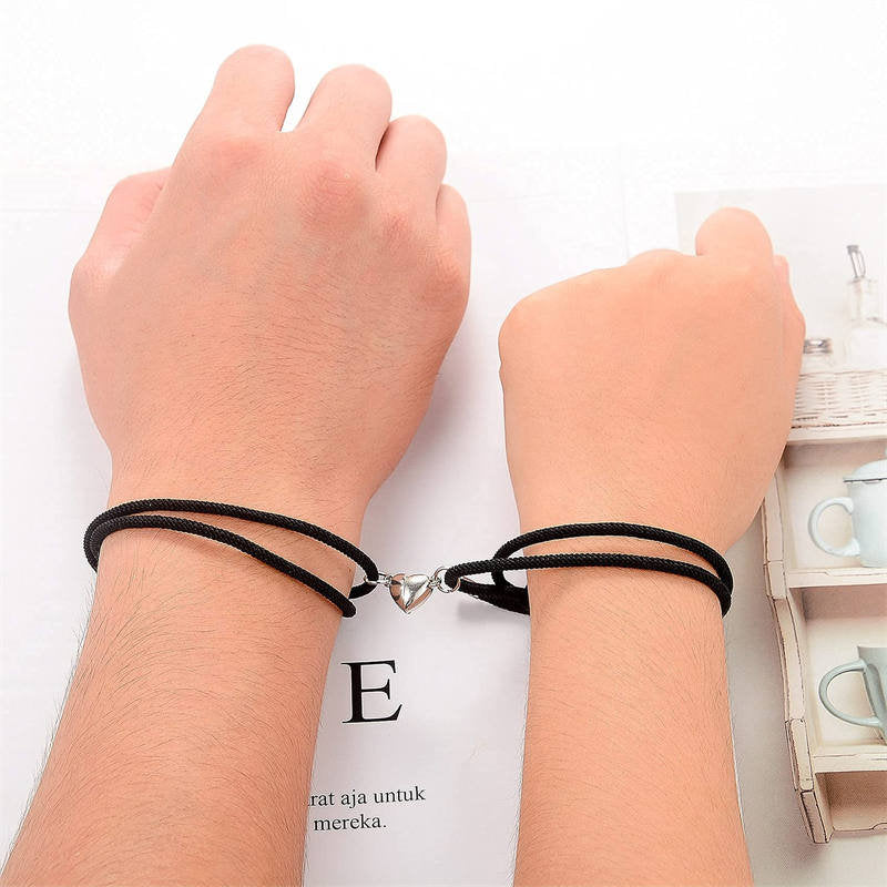 Pulsera de fuerza de cuerda de pareja magnética de amor de 2 piezas