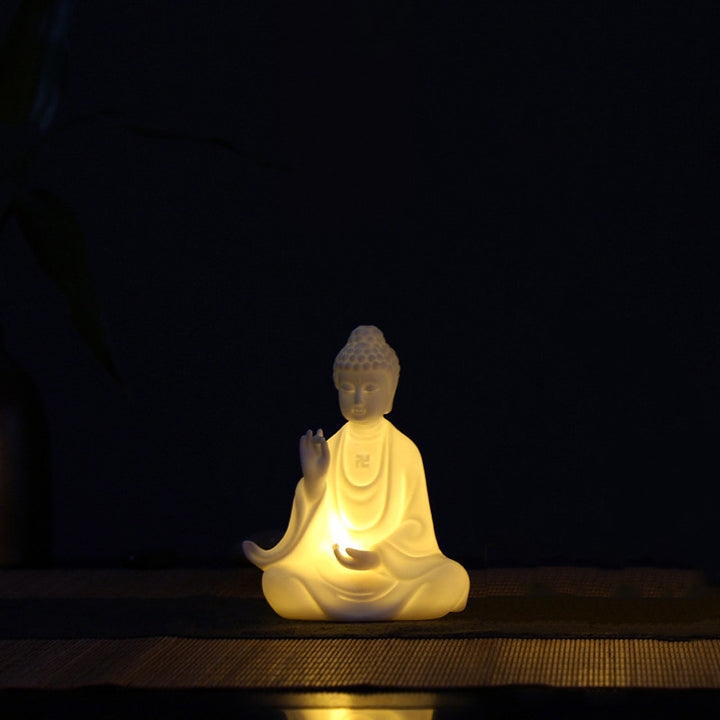 Buda Avalokitesvara Ksitigarbha Bodhisattva Bendición Decoración LED de cerámica