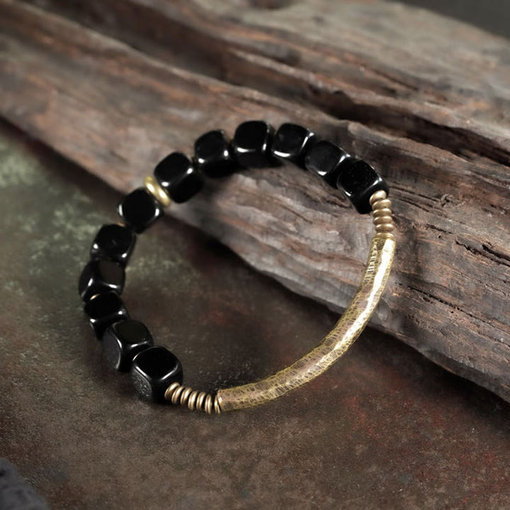 Pulsera de pareja de fuerza de cobre y cristal de obsidiana negra con Buddha Stones - image 8