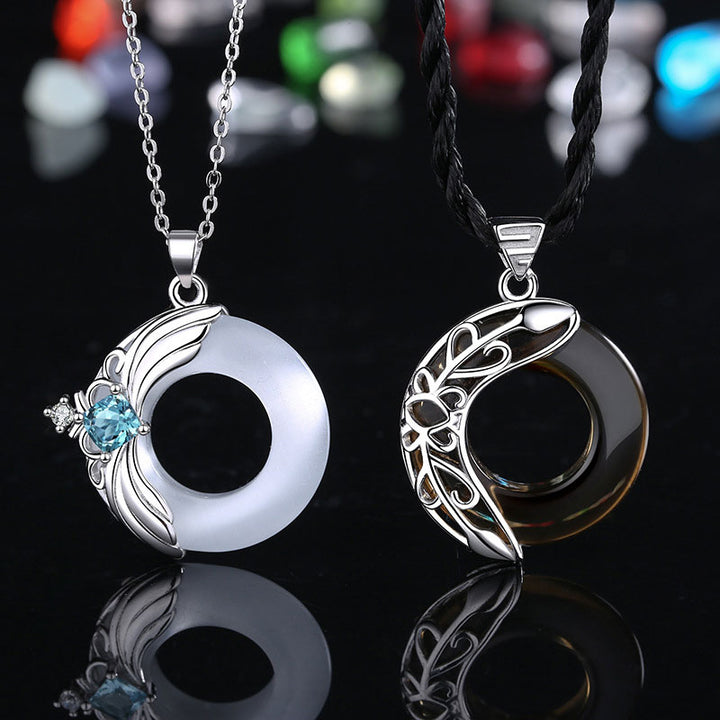 Colgante de collar curativo de la suerte de cobre con alas de amor