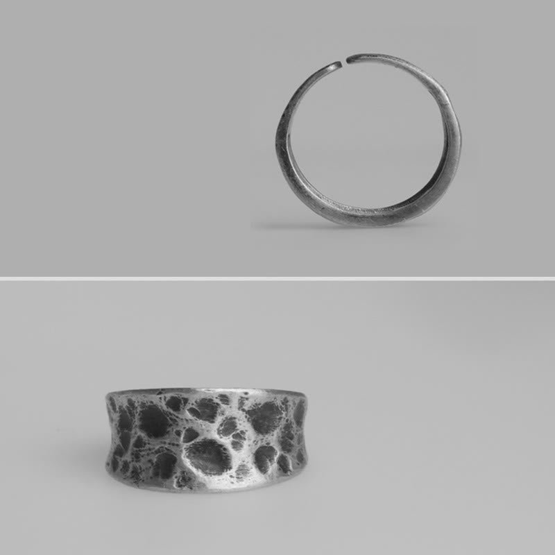 Anillo de protección con diseño de textura de protuberancia de plata de ley 925 - image 6