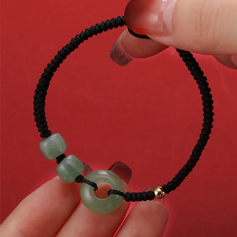 Buddha Stones, 2 uds., aventurina verde, Jade blanco, hebilla de la paz, pulsera trenzada para pareja de la suerte