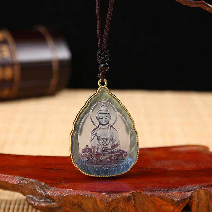 Colgante de collar de serenidad de cristal Liuli de Buda tibetano - Buda azul - image 9