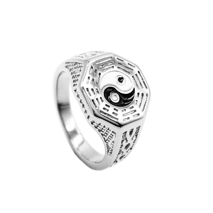 Anillo de la suerte de cobre con símbolo de Yin Yang