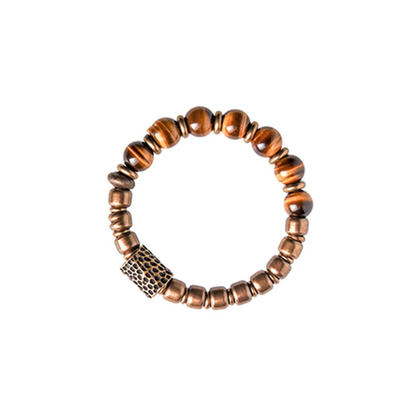 Pulsera de protección de cobre con piedra de ojo de tigre de Buddha Stones