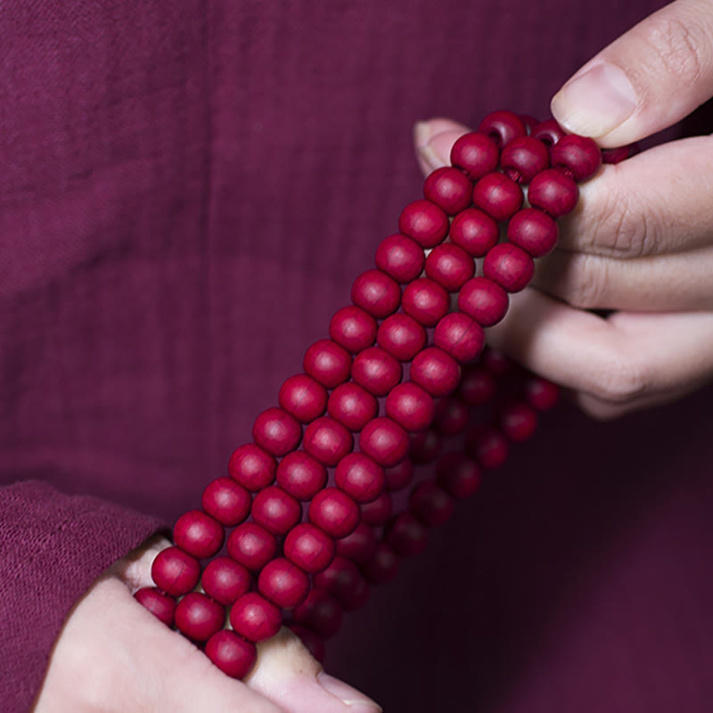 Pulsera de protección de madera natural Abelia Biflora con Buddha Stones Mala