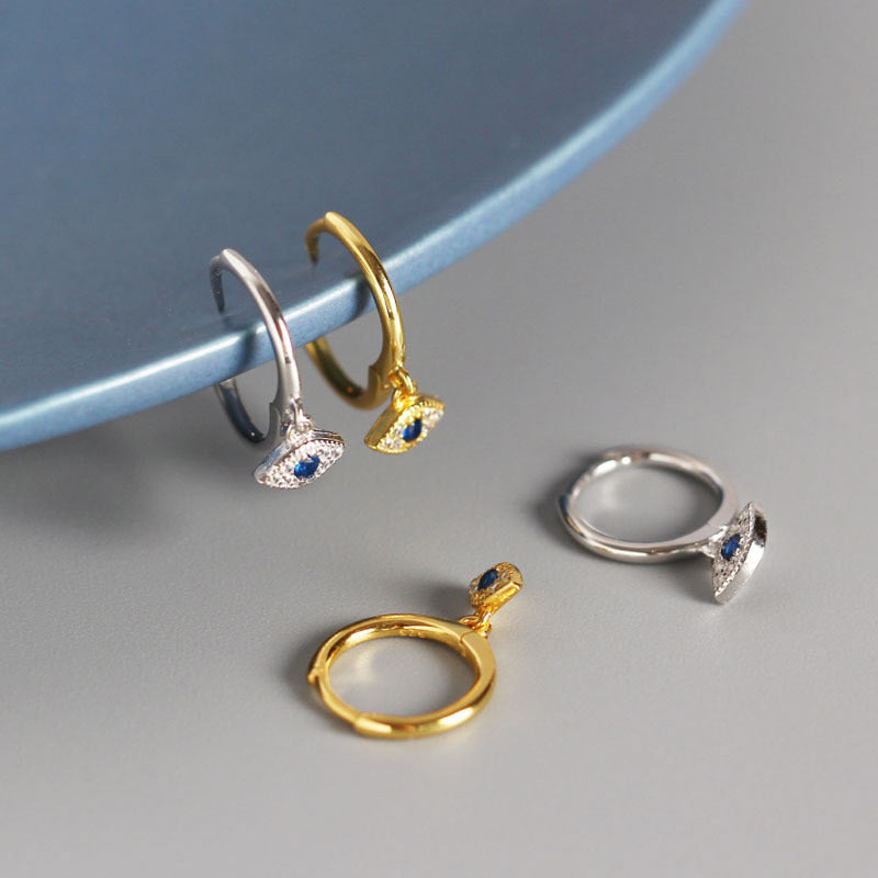 Pendientes de plata de ley 925 con Buddha Stones , protección contra el mal de ojo