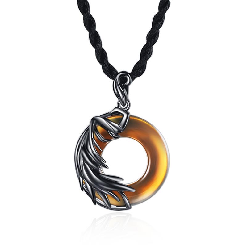 Collar con colgante redondo de meditación de calcedonia, obsidiana y Buddha Stones
