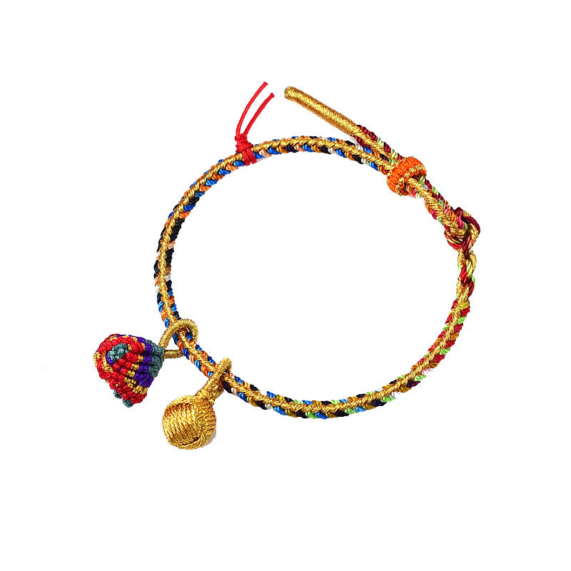 Pulsera con dije de bola dorada Zongzi hecha a mano con cuerda colorida y Buddha Stones