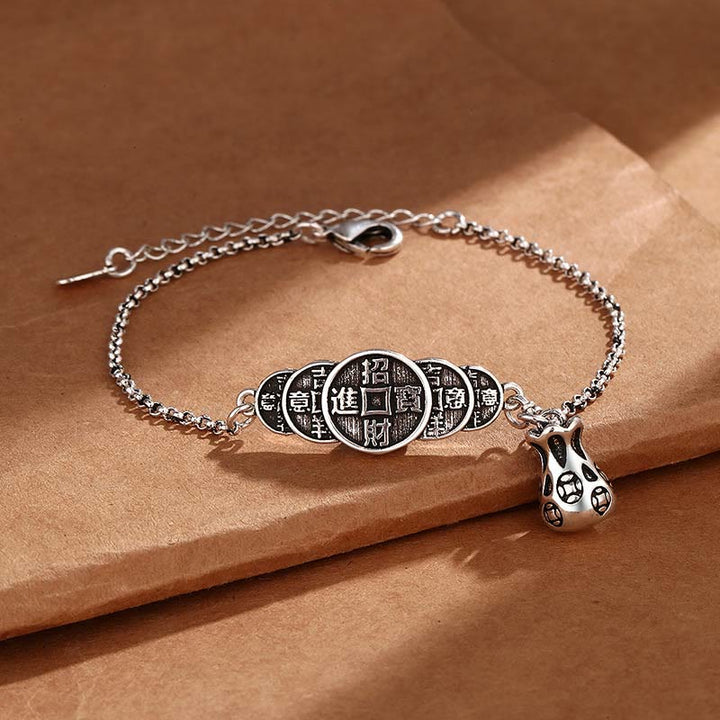 Pulsera de riqueza con bolsa de dinero y monedas de cobre con Buddha Stones