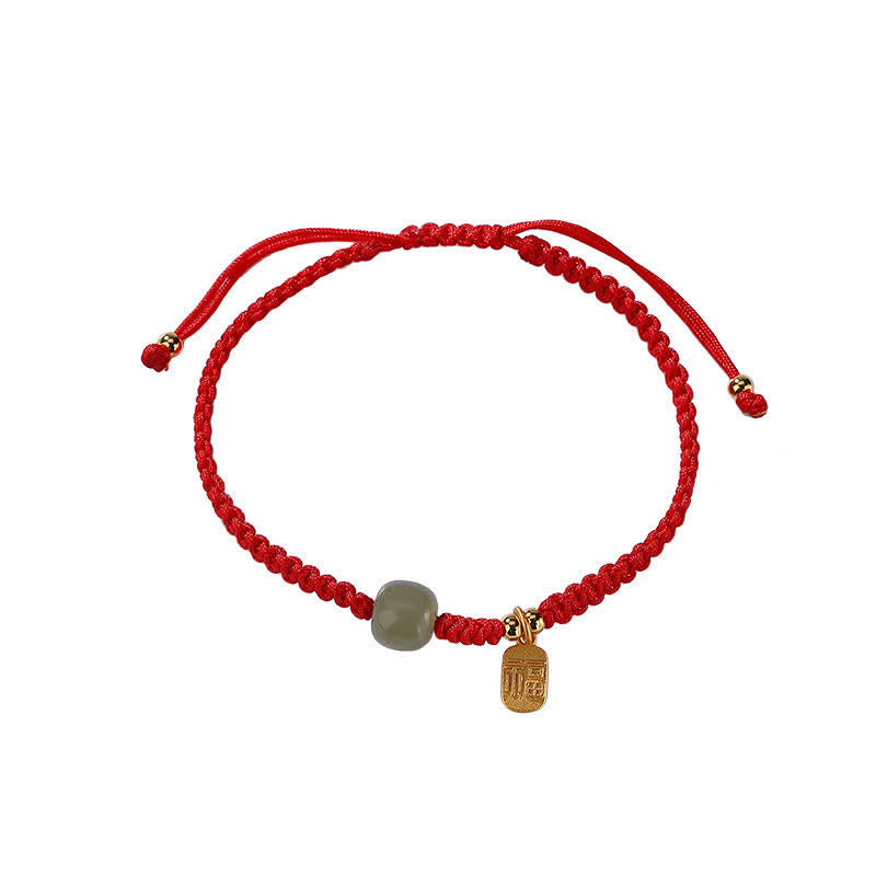 Pulsera de hilo rojo con Buddha Stones , plata de ley 925, Jade hetiano, bendición, riqueza