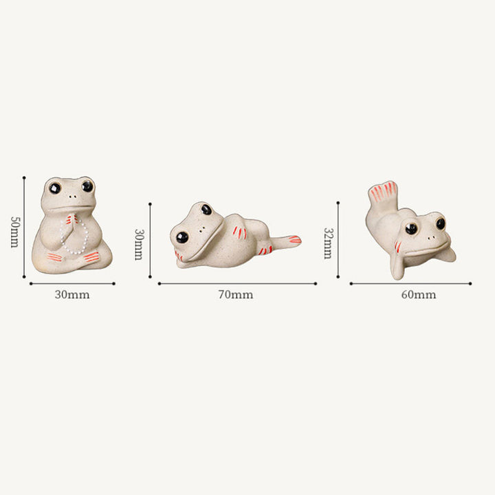 Buddha Stones Mini pequeña rana rezando cerámica riqueza prosperidad hogar té mascota estatuilla decoración
