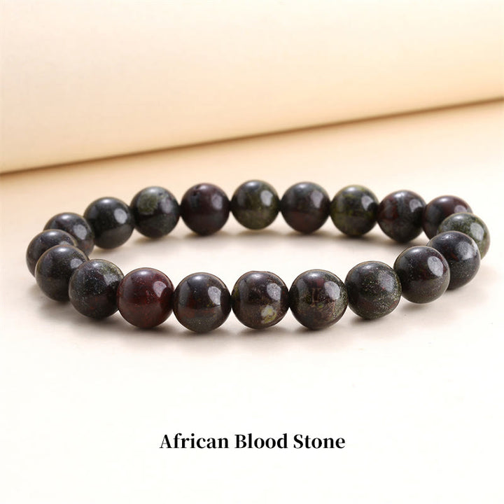 Pulsera de cuentas curativas de cuarzo con piedra natural de piedras de Buddha Stones - 8 mm - Piedra de sangre africana - image 15