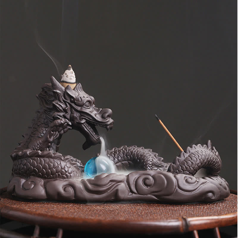 Decoración del quemador de incienso con protección de flores de Dragon Playing Ball