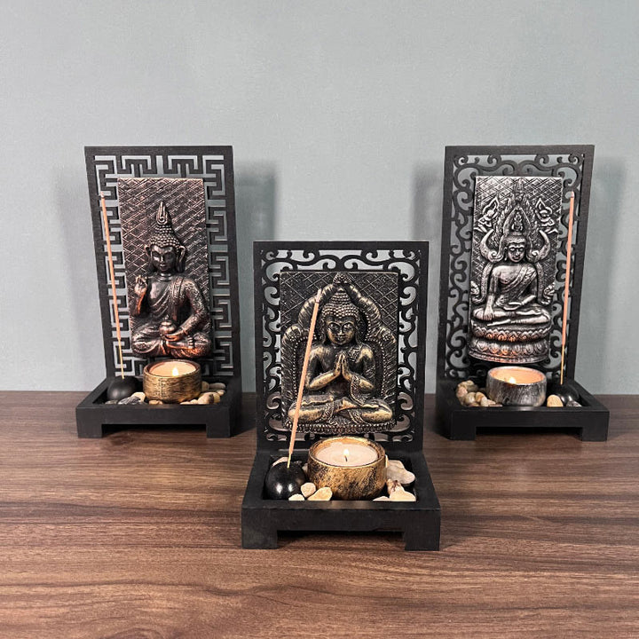 Buddha Stones, decoración del altar de oración de resina para el hogar, compasión, serenidad