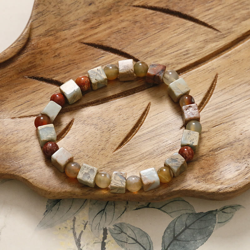 Pulsera de protección de ágata jaspe de sedimento marino de piedra natural de Buddha Stones