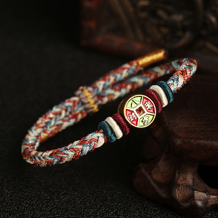 ❗❗❗Una venta flash: Buddha Stones, cuerda colorida, la riqueza viene de todas las direcciones, pulsera de la suerte hecha a mano con ocho hilos y nudo de la paz