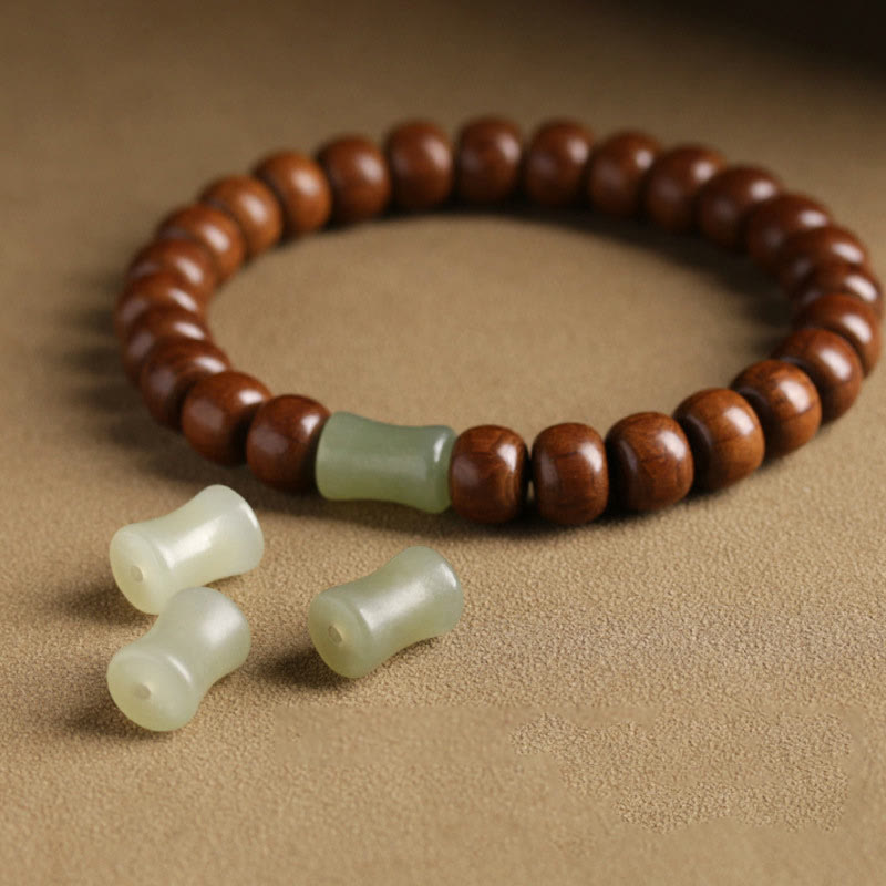 Buddha Stones Natural Abelia Biflora madera Hetian Jade cuentas de bambú para protegerse de los espíritus malignos
