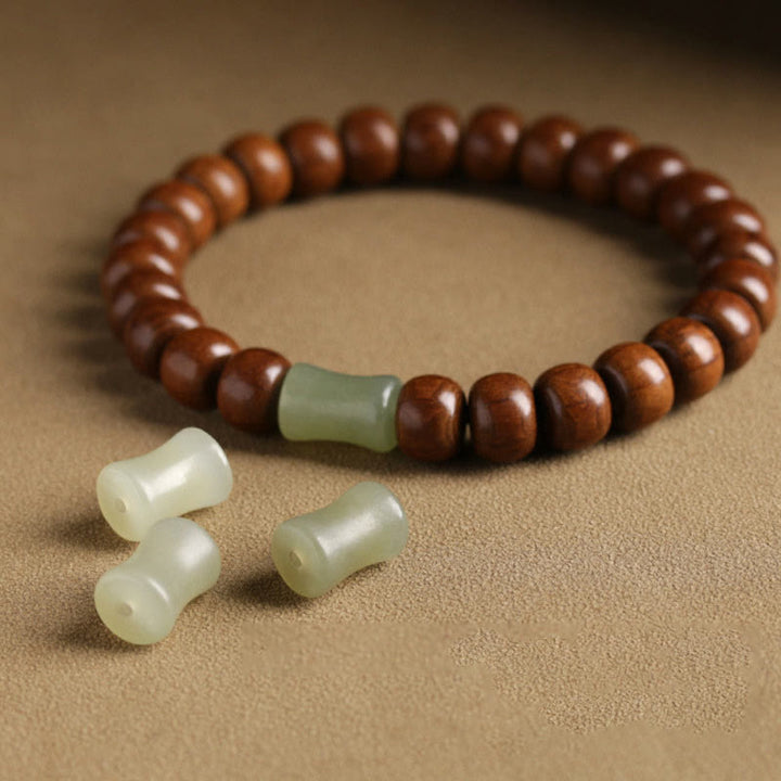 Buddha Stones Natural Abelia Biflora madera Hetian Jade cuentas de bambú para protegerse de los espíritus malignos
