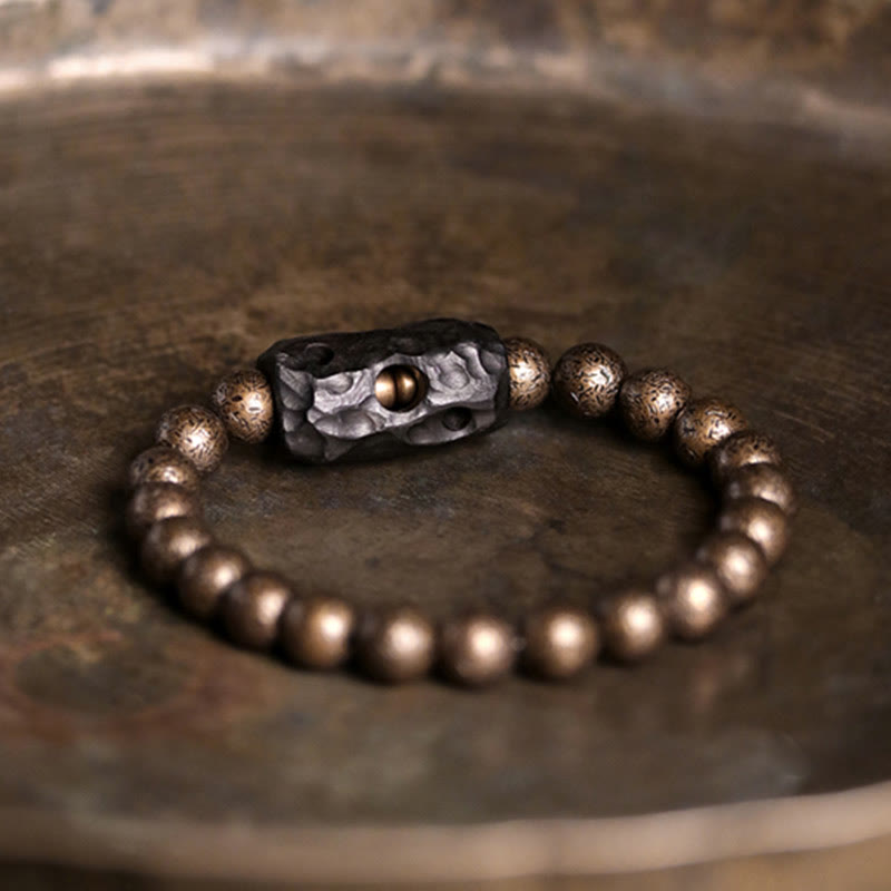 Pulsera con cuentas de equilibrio de paz, cobre, madera de ébano del Tíbet, Buddha Stones