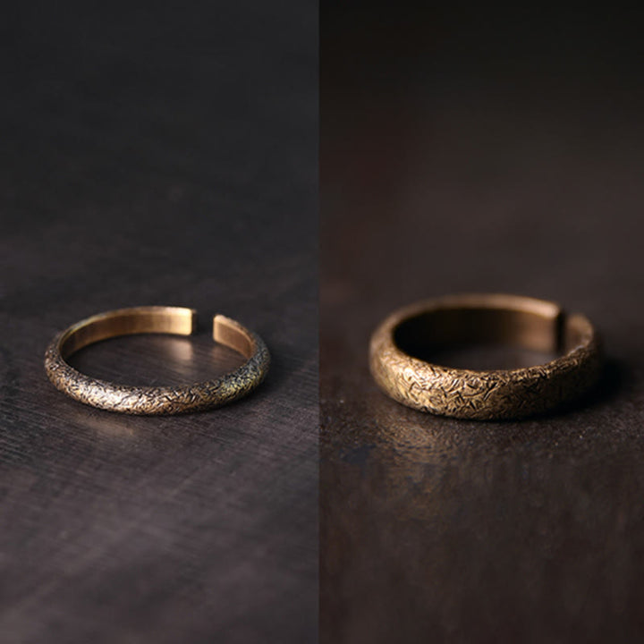 Anillo de pareja de suerte de cobre con diseño de textura vintage tibetano