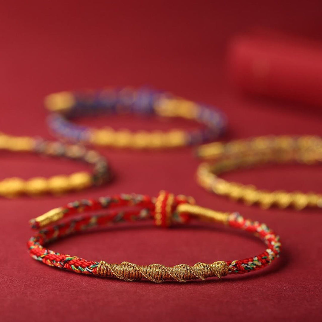Pulsera de cuerda trenzada de protección de Buda Natal del zodiaco chino hecha a mano con Buddha Stones