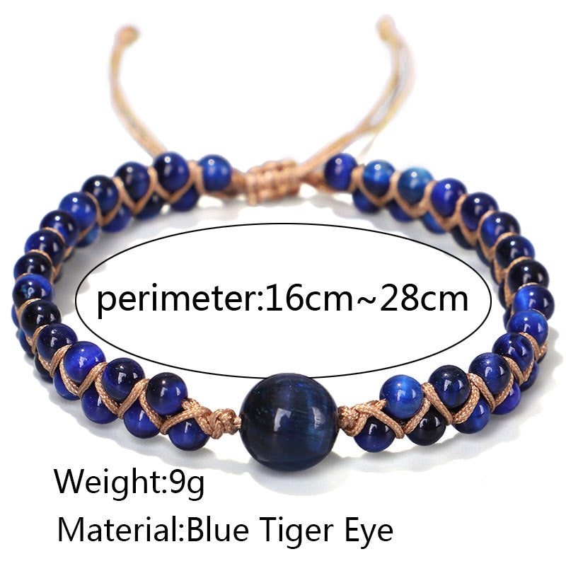 Pulsera de protección con piedra de ojo de tigre azul divino de Buddha Stones