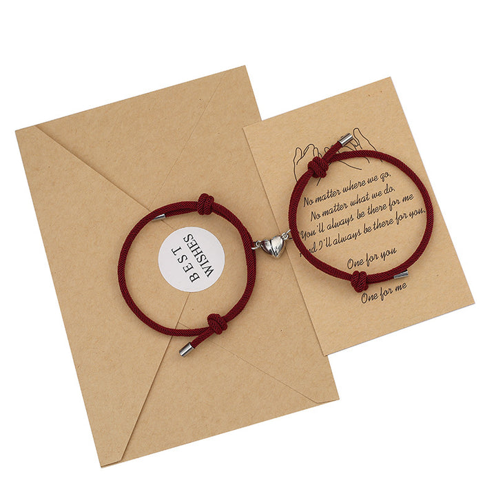 Pulsera de fuerza de cuerda de pareja magnética de amor de 2 piezas