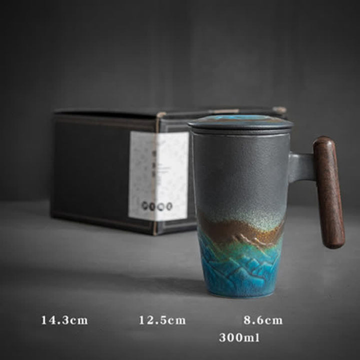 Tazas de té de cerámica vintage con diseño de Buddha Stones y piedras de montaña y mar